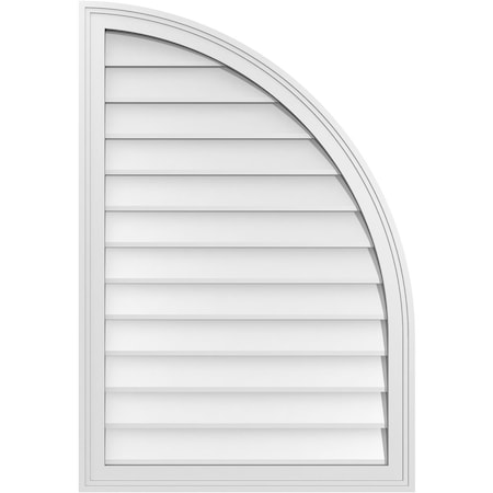 Ekena Millwork Quarter Round Top Right Surface Mount PVC Gable Vent w/ 2"W x 1-1/2"P Brickmould Frame, 26"W x 38"H GVPQR26X3802SN